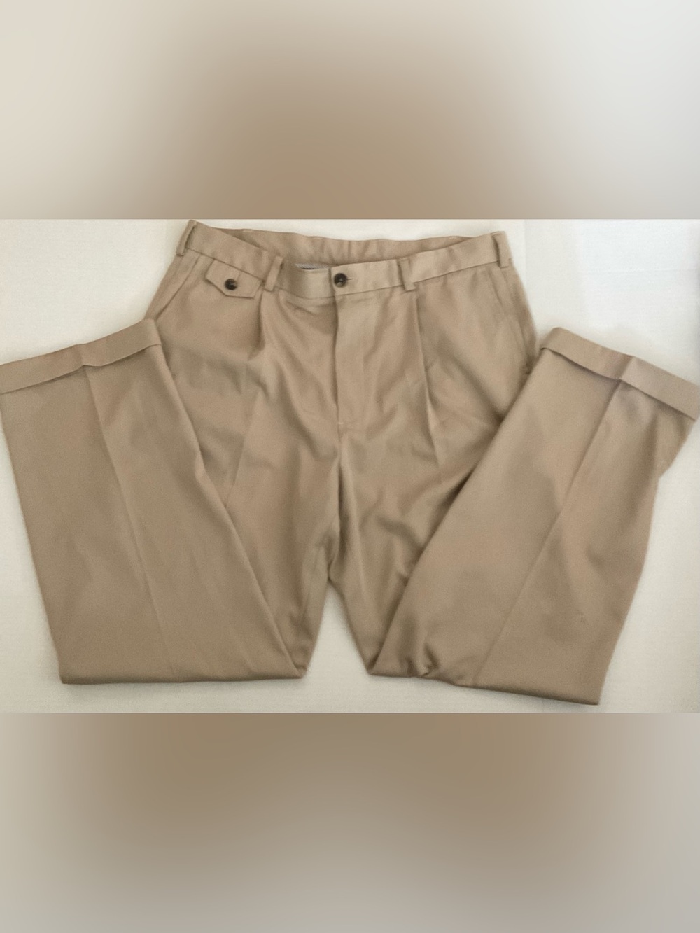 Brooks Brothers Men's Khaki Pleated Chinos Cuffed Pants 38x30 RN93986